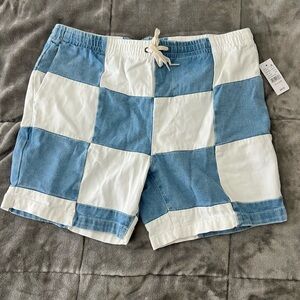 Men’s XL Jean checkered shorts NWT